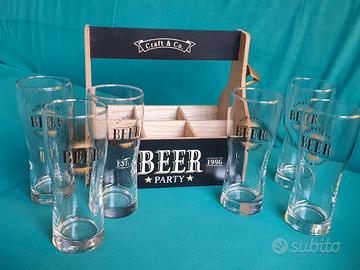 Portabicchieri Birra in legno + 6 Bicchierii
