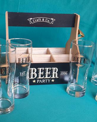 Portabicchieri Birra in legno + 6 Bicchierii