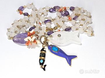 Collana in gold filled 18 kt e pietre naturali