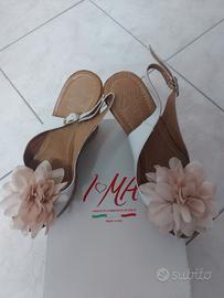 Sandali donna floreale tacco alto