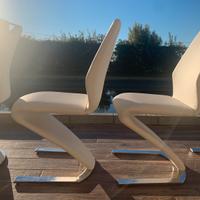 6 sedie moderne design ecopelle acciaio