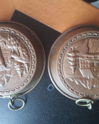 Coppia Stampi / Formelle in Rame Vintage 14 cm