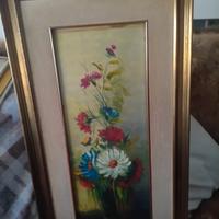 olio con cornice e decorazione in resina