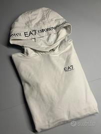 Felpa EA7 Emporio Armani bianca con cappuccio
