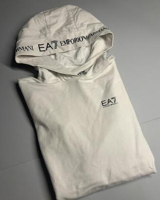 Felpa EA7 Emporio Armani bianca con cappuccio