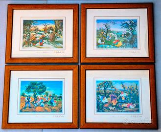 Set di 4 quadri vintage anni ’70 – tema stagioni