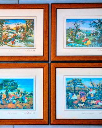 Set di 4 quadri vintage anni ’70 – tema stagioni