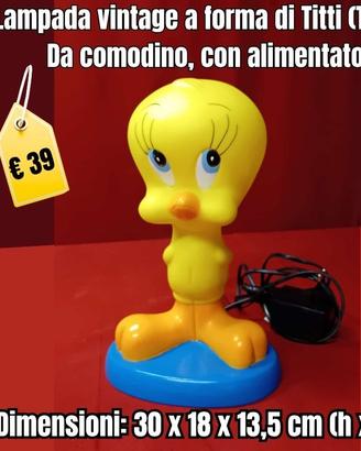 Lampada vintage a forma di Titti (Tweety)