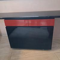 madia nera laccata con 2 cassetti