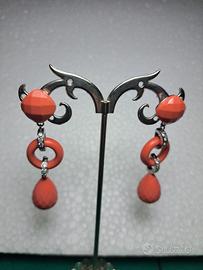 orecchini  pasta di corallo  sfaccettati 