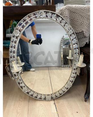 SPECCHIO OVALE CORNICE MURANESE DA ARREDAMENTO CON