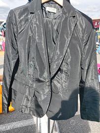 Tailleur simil raso nero Giacca LIST Gonna Zara L