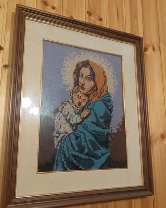 Quadro vintage Madonna con Bambino a mezzo punto