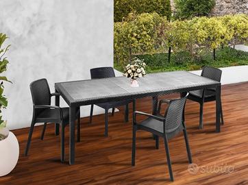 Set tavolo e sedie antracite 100% Made in Italy 