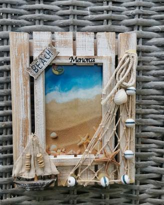 Cornice portafoto tema mare “Menorca” in legno