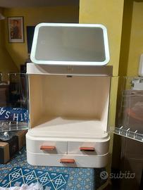 Organizer Trucchi con Specchio LED Touch, Cassetti