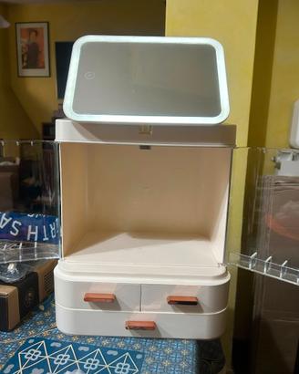 Organizer Trucchi con Specchio LED Touch, Cassetti
