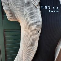 set t shirt e cardigan tricot beige