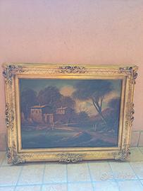 Dipinto olio paesaggio firmato Warner con cornice