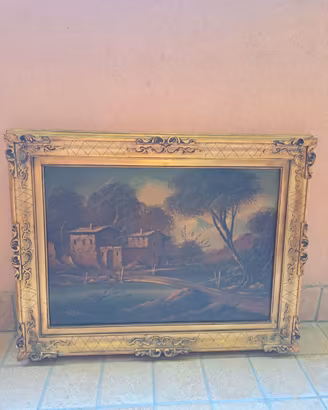 Dipinto olio paesaggio firmato Warner con cornice