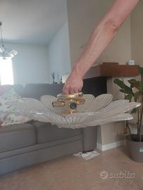 lampadario da soffitto in vetro a foglie