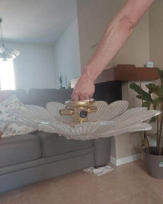 lampadario da soffitto in vetro a foglie