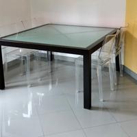 Tavolo Poliform  Venge' e  vetro satinato 