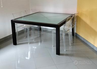 Tavolo Poliform  Venge' e  vetro satinato 