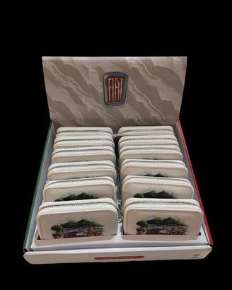 Set di 12 portafogli con zip Fiat 500 storica ross