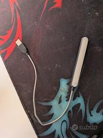 Lampada LED USB Flessibile per PC Laptop Nera