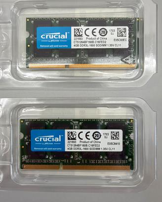 Ram sodimm ddr3 Crucial kit 8gb (2x4gb)
