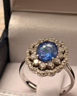 Anello oro 18kt con Tanzanite e diamanti naturali