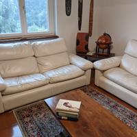 Divani Originale Frau in Pelle Bianca due Pezzi