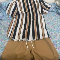 completo camicia e pantaloncino a righe