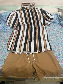 completo camicia e pantaloncino a righe