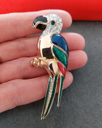 Spilla pappagallo Cabouchon c/cristalli Swarovski