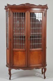 Vetrinetta vetrina vetri piombati  noce massello 