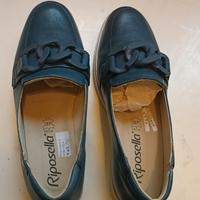 scarpe riposella in pelle blu