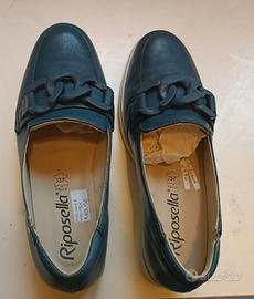 scarpe riposella in pelle blu