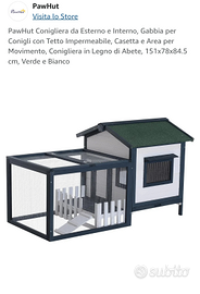 Conigliera Esterna Per 2 Conigli In Legno - Doppio Livello Con Tetto In Bitume E Ruote - 110x60x104 Cm - Foto 6