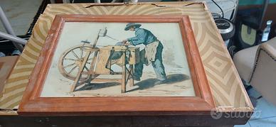 quadro con disegno piccolo commercio della citta