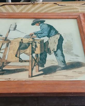 quadro con disegno piccolo commercio della citta