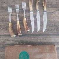 Set di Posate in Osso di Cervo e Acciaio con Logo