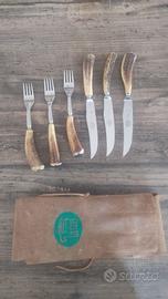 Set di Posate in Osso di Cervo e Acciaio con Logo