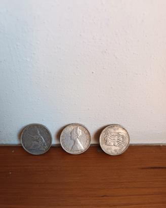 3 monete da 500 lire in argento 800