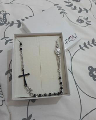 Collana rosario unisex con crocetta mai usata