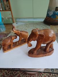 Coppia elefanti + elefante singolo legno