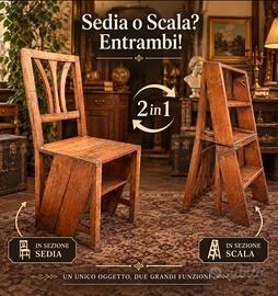 Antica Sedia - Scala con gradini in legno massello