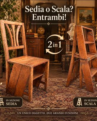 Antica Sedia - Scala con gradini in legno massello