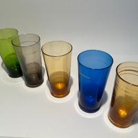 5 bicchieri vintage in vetro